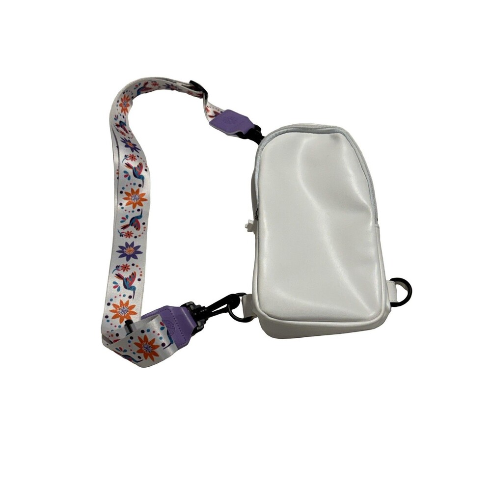 Girl Scouts Mini Sling Bag Women's Floral Strap Flower Zipper White Purple